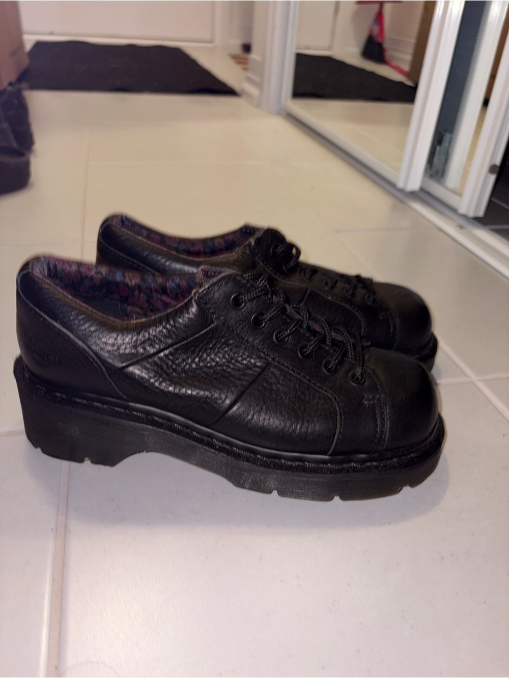Vintage Doc Martens Black Leather Platform Lace-Up Shoes